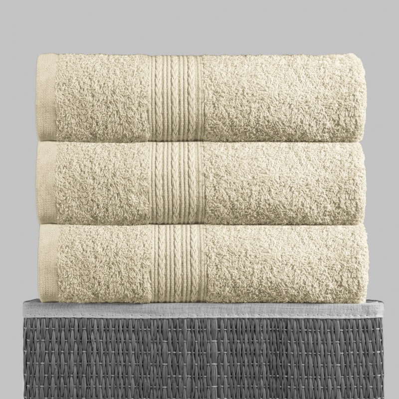 Полотенце махровое с бордюром (Бежевый)